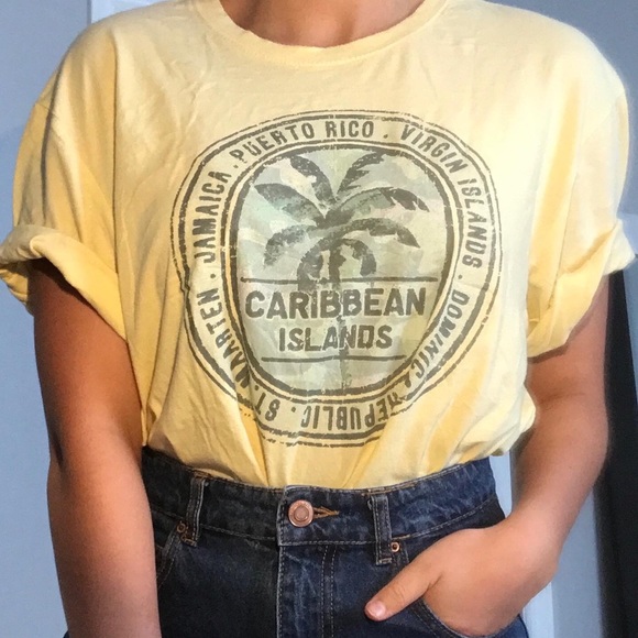 Tops - Soft Yellow Caribbean Islands T-Shirt